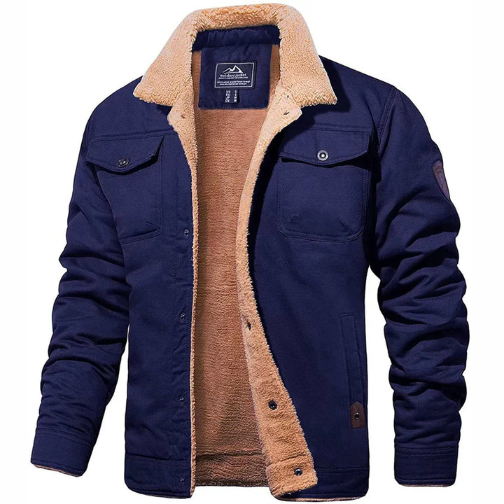 Herren-Winterjacke mit Kragen und Fellfutter