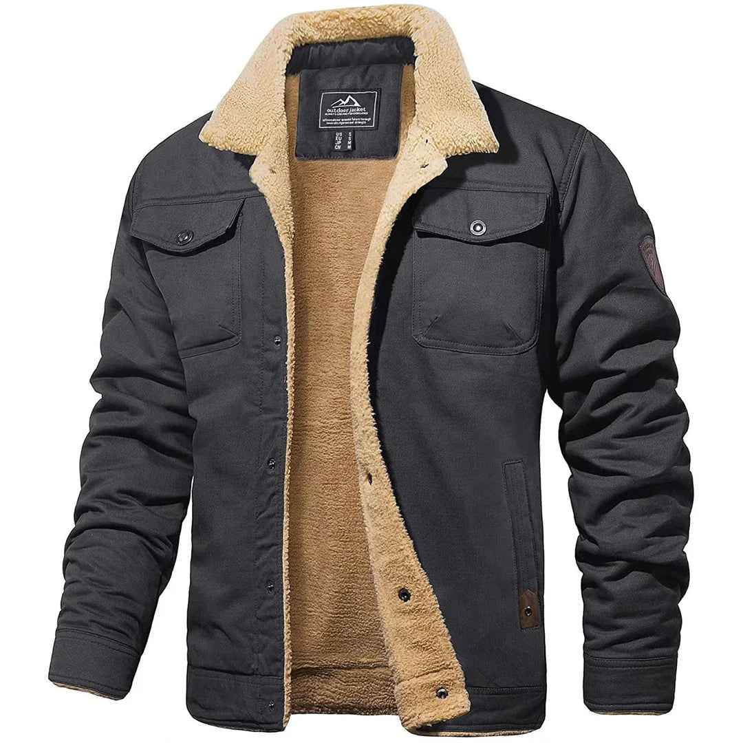 Herren-Winterjacke mit Kragen und Fellfutter