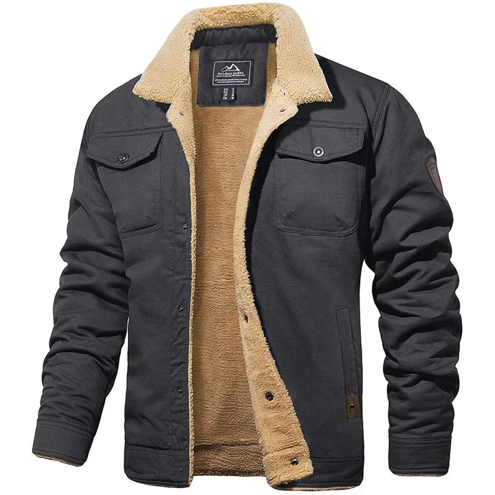 Herren-Winterjacke mit Kragen und Fellfutter
