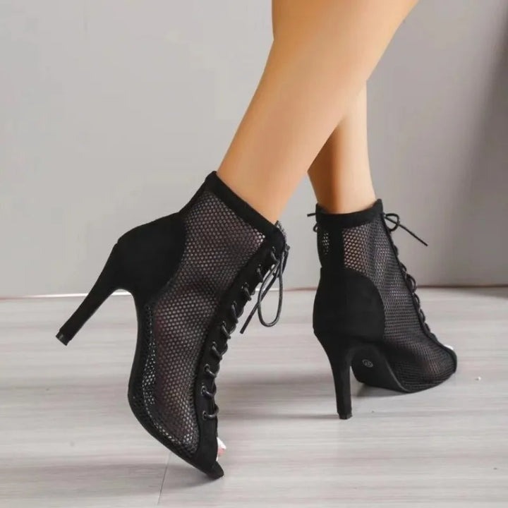 Damen-Sandalen mit Absatz und Schnürung vorne
