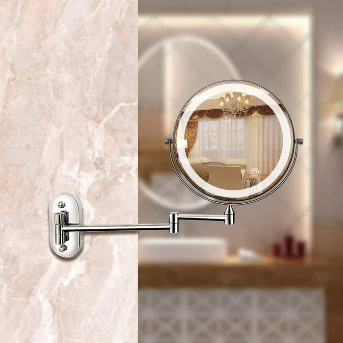 Wand-Kosmetikspiegel mit LED-Beleuchtung und Vergrösserung
