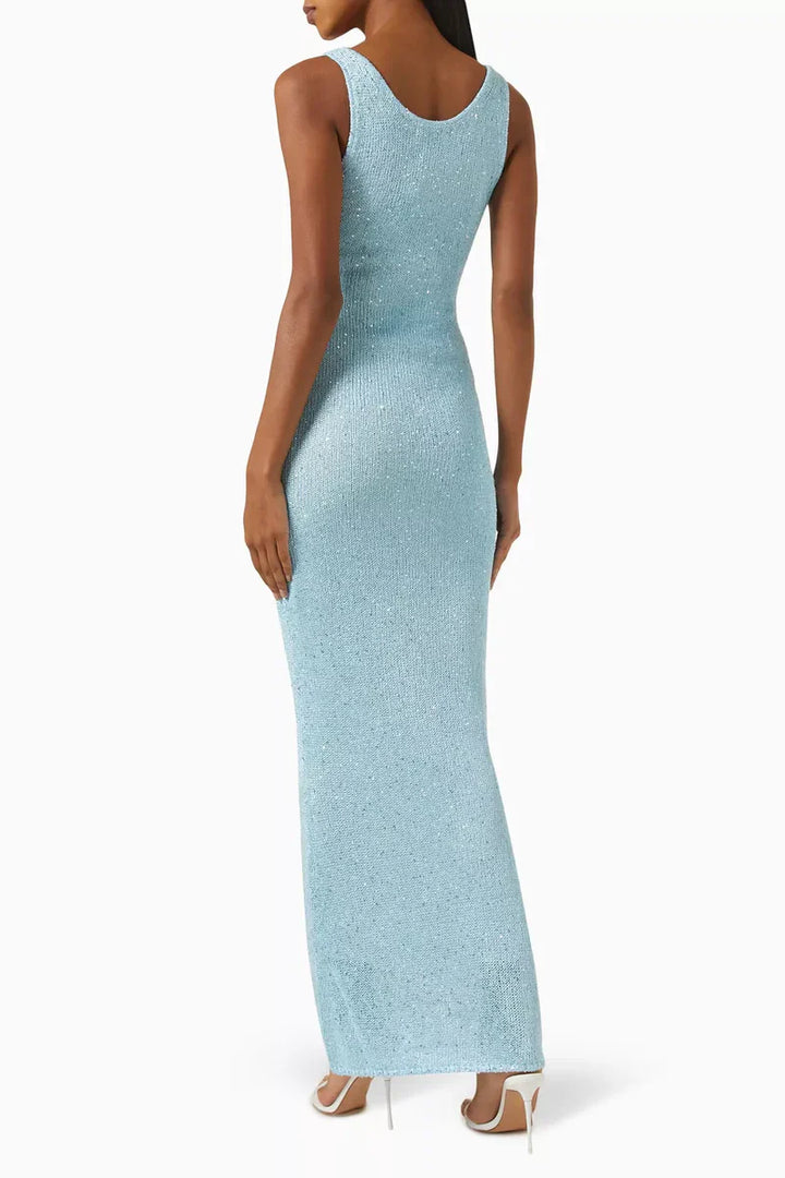 Glitzerndes Abend-Maxikleid mit Scoop-Ausschnitt
