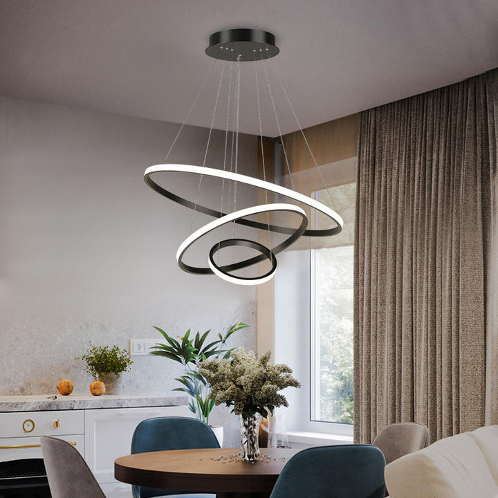 Moderne LED-Pendelleuchte mit 3D-Ringkomposition