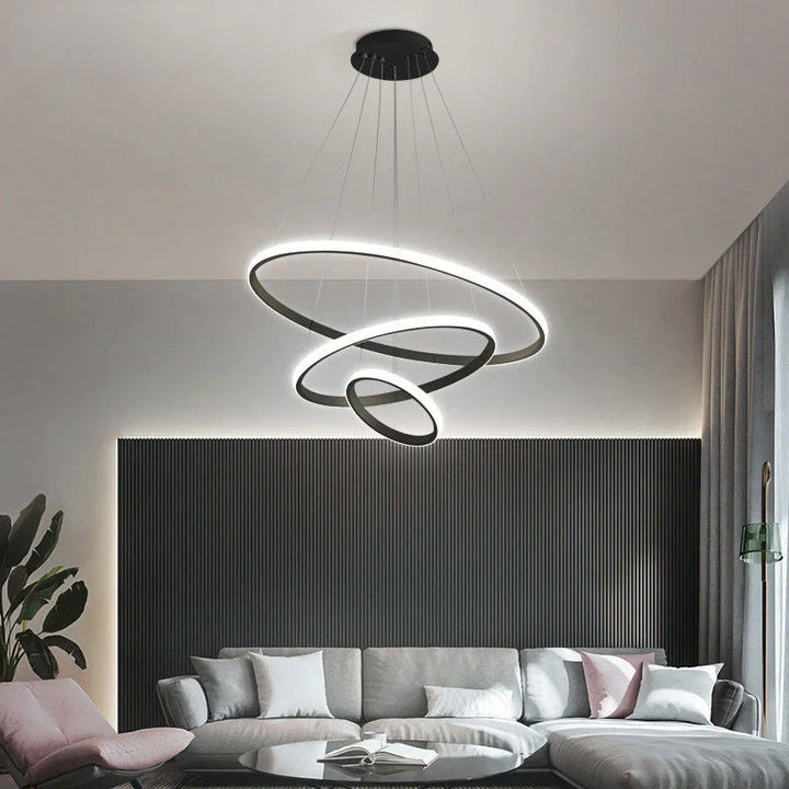 Moderne LED-Pendelleuchte mit 3D-Ringkomposition