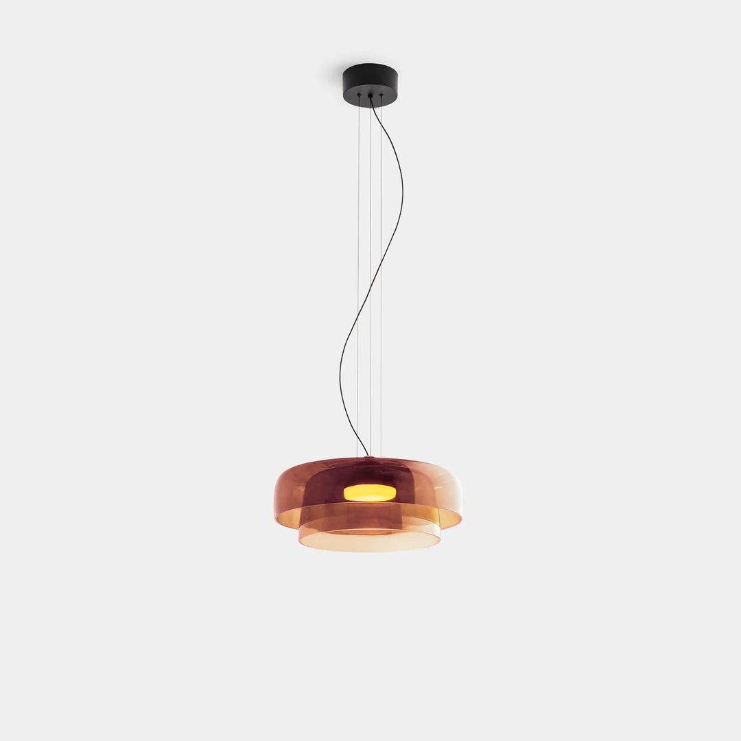 Moderne Glas-Pendelleuchte mit geschichtetem Schirm – Retro-Design