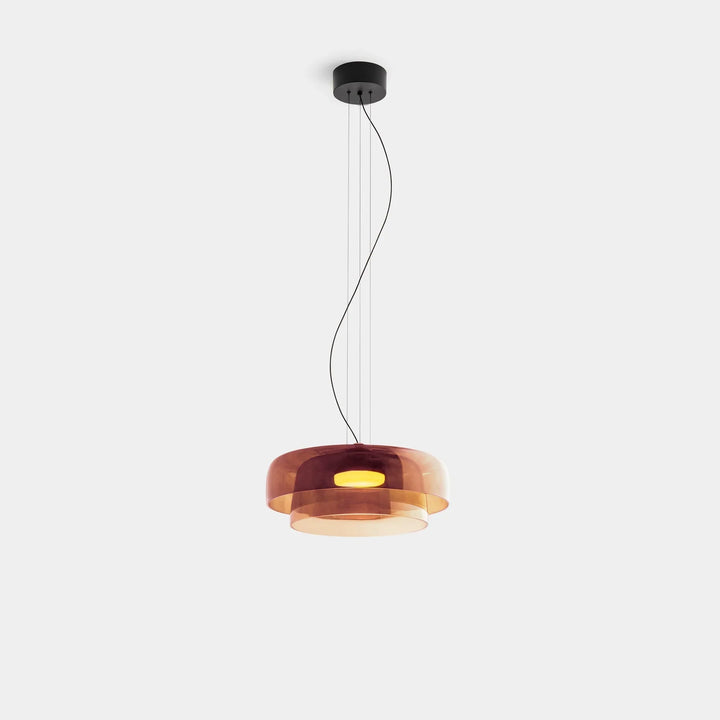 Moderne Glas-Pendelleuchte mit geschichtetem Schirm – Retro-Design
