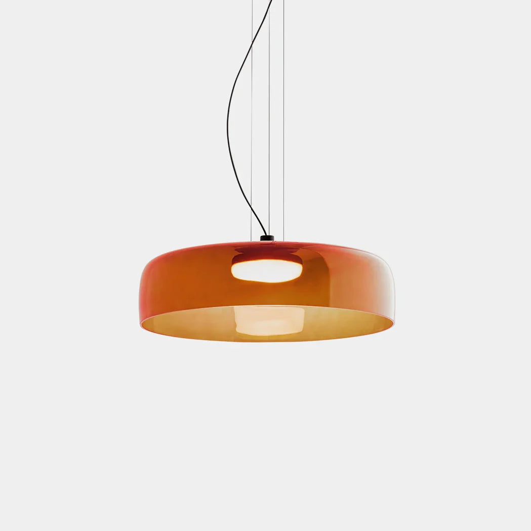 Moderne Glas-Pendelleuchte mit geschichtetem Schirm – Retro-Design