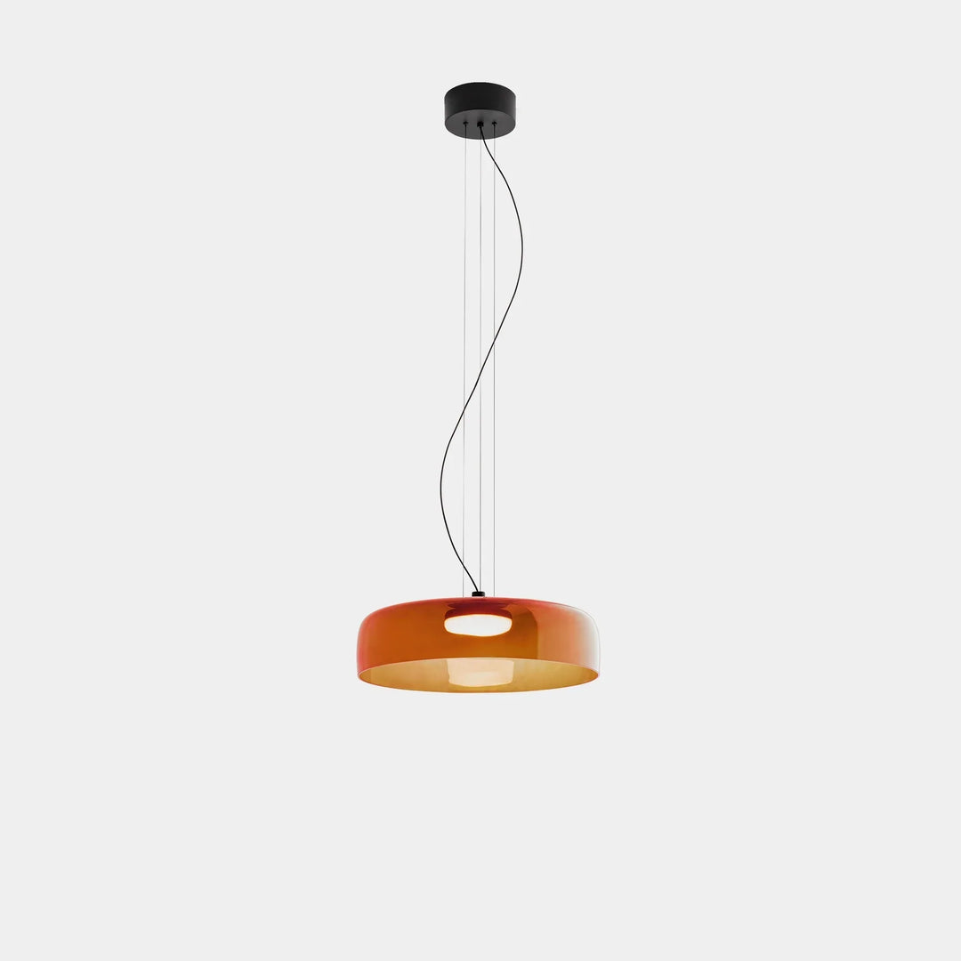 Moderne Glas-Pendelleuchte mit geschichtetem Schirm – Retro-Design