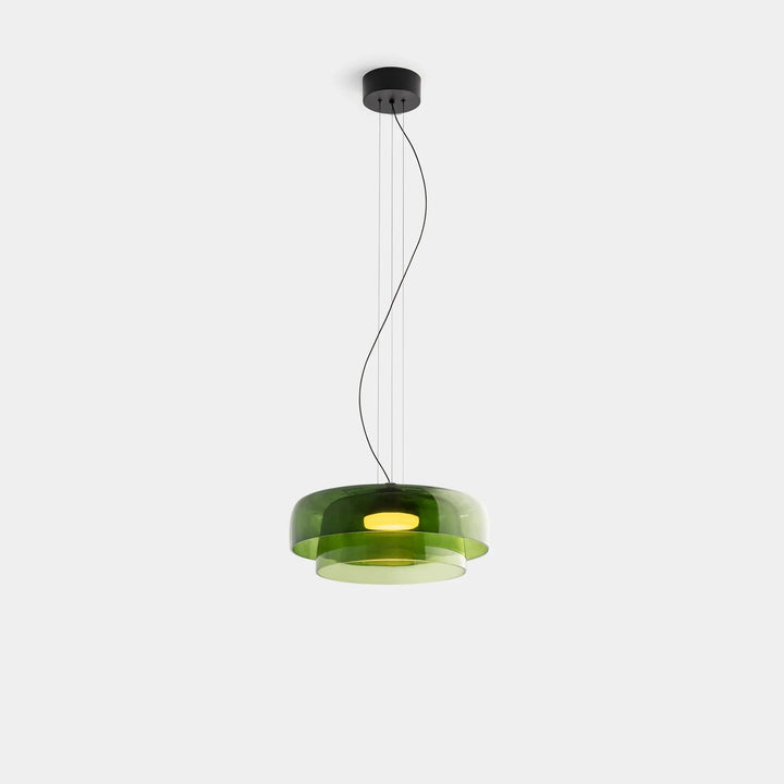 Moderne Glas-Pendelleuchte mit geschichtetem Schirm – Retro-Design