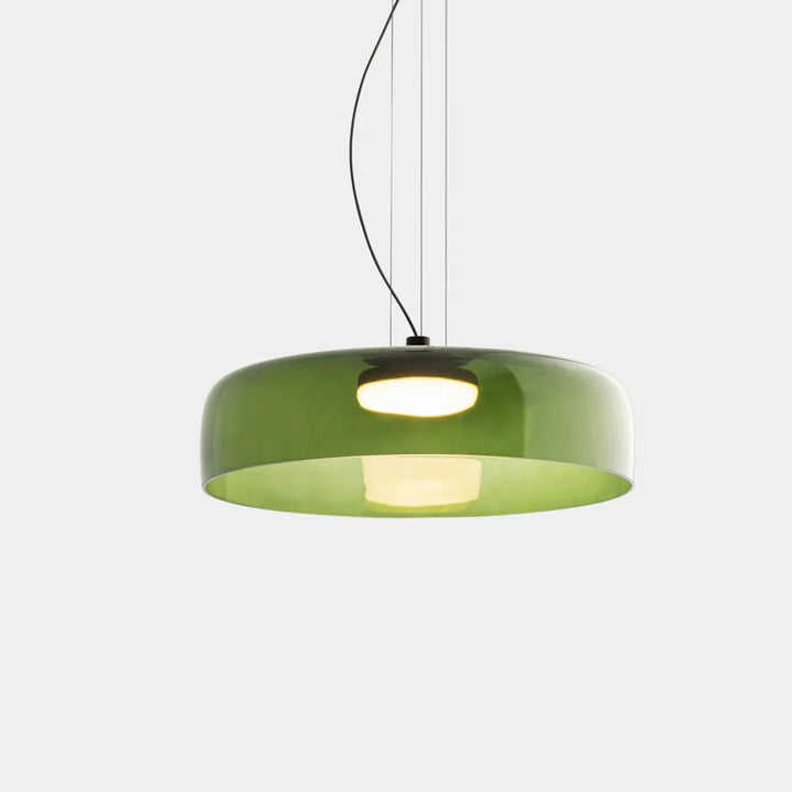 Moderne Glas-Pendelleuchte mit geschichtetem Schirm – Retro-Design