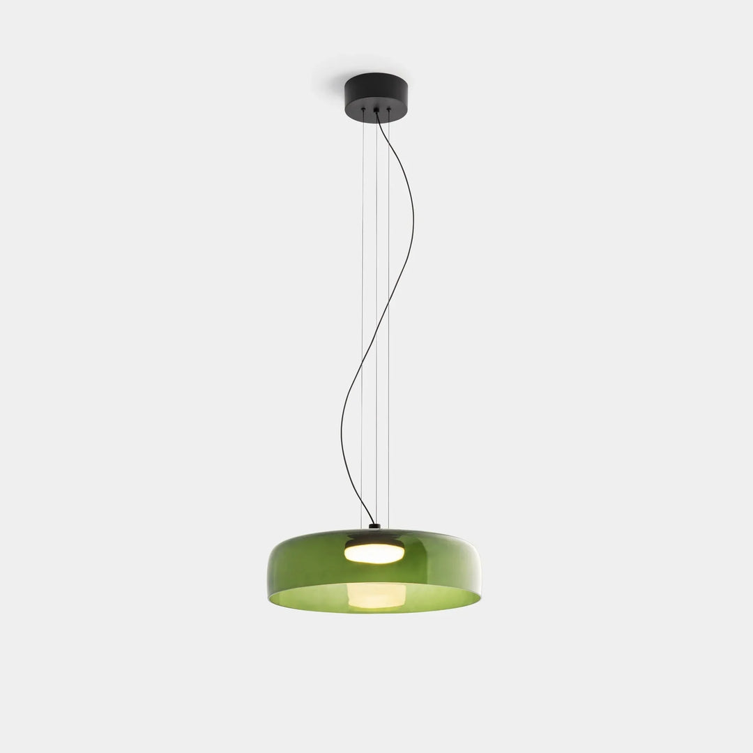 Moderne Glas-Pendelleuchte mit geschichtetem Schirm – Retro-Design