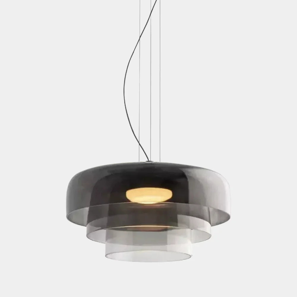 Moderne Glas-Pendelleuchte mit geschichtetem Schirm – Retro-Design