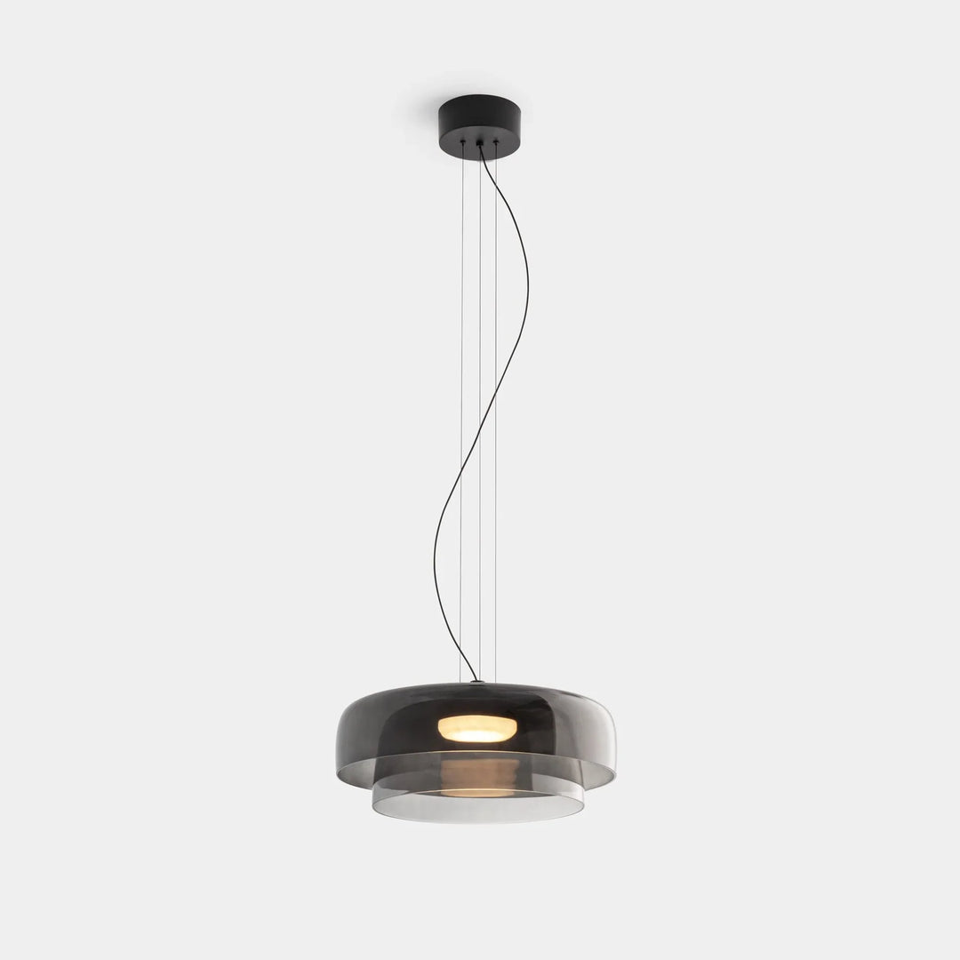 Moderne Glas-Pendelleuchte mit geschichtetem Schirm – Retro-Design