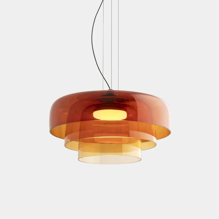 Moderne Glas-Pendelleuchte mit geschichtetem Schirm – Retro-Design