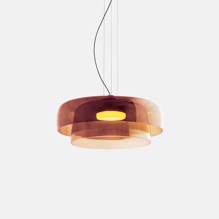 Moderne Glas-Pendelleuchte mit geschichtetem Schirm – Retro-Design