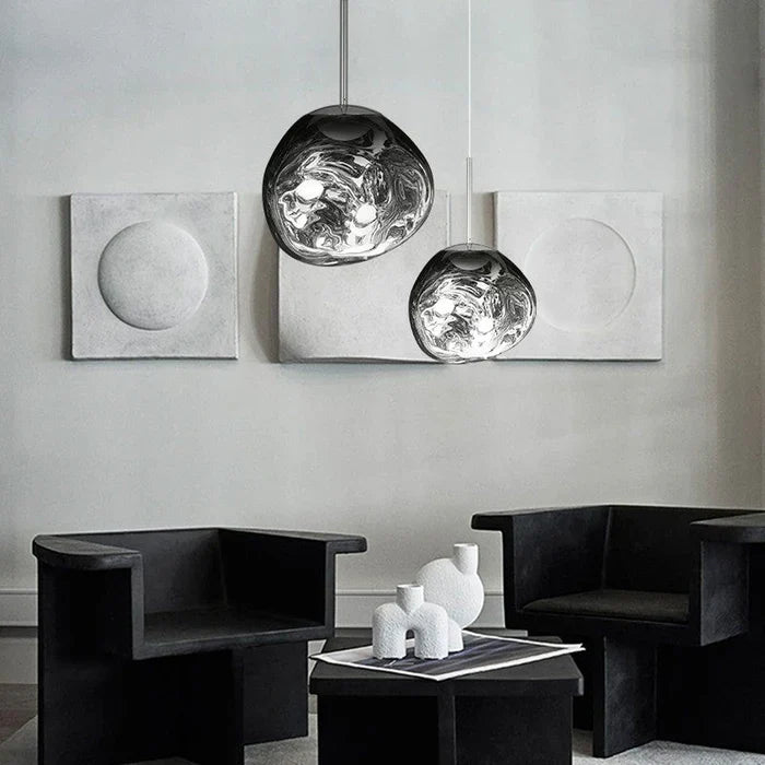 Designer-Pendelleuchte mit geschmolzener Kugelform