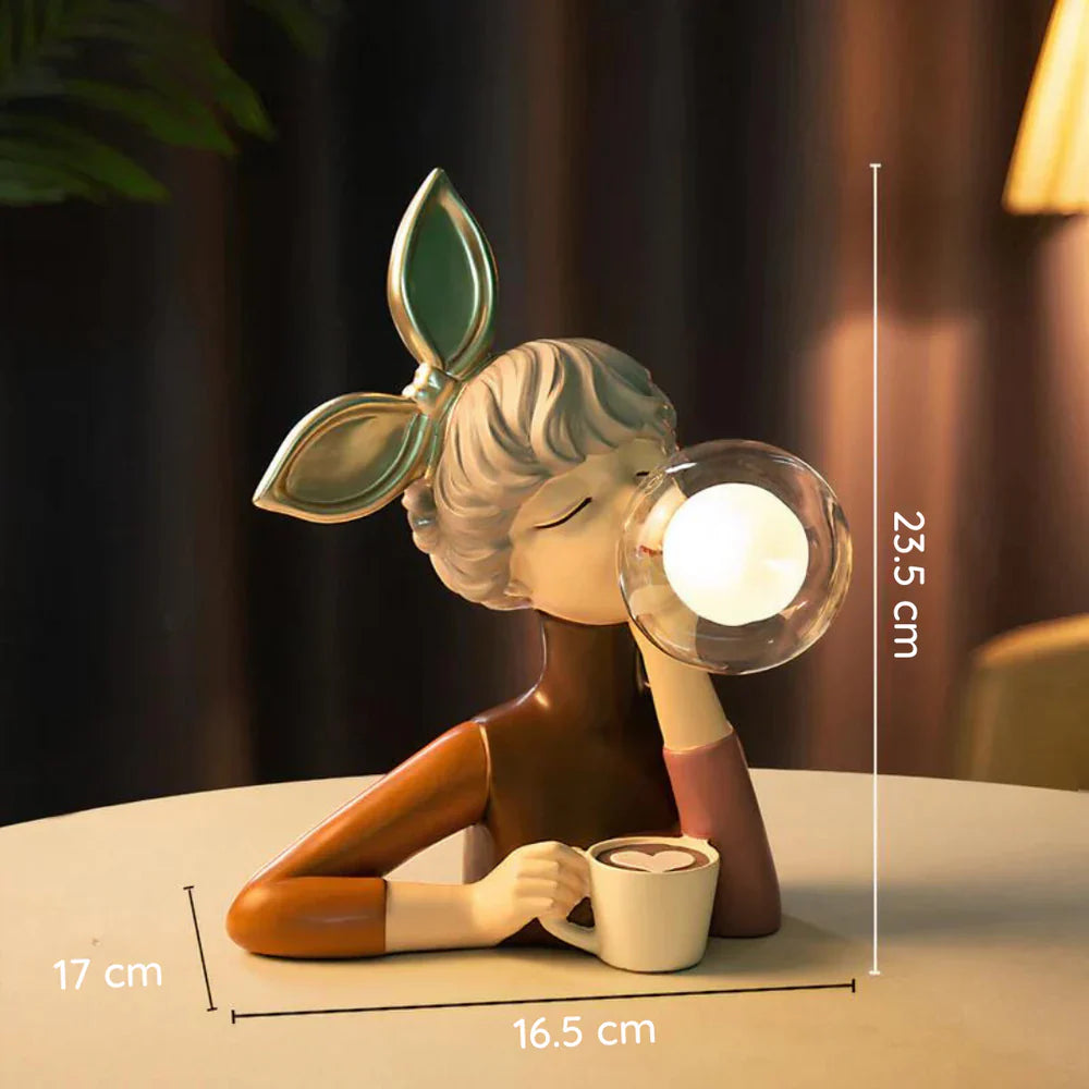 Dekorative LED-Tischlampe «Mädchen mit Ballon» – Designerfigur für Wohnzimmer und Büro