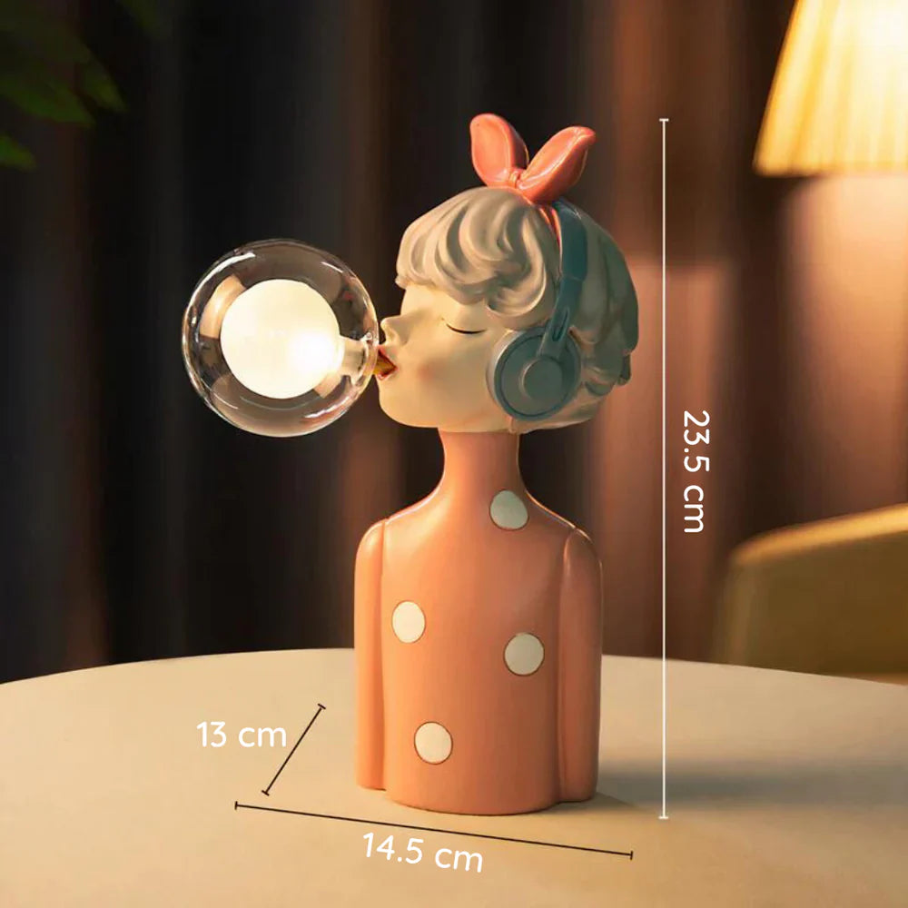 Dekorative LED-Tischlampe «Mädchen mit Ballon» – Designerfigur für Wohnzimmer und Büro