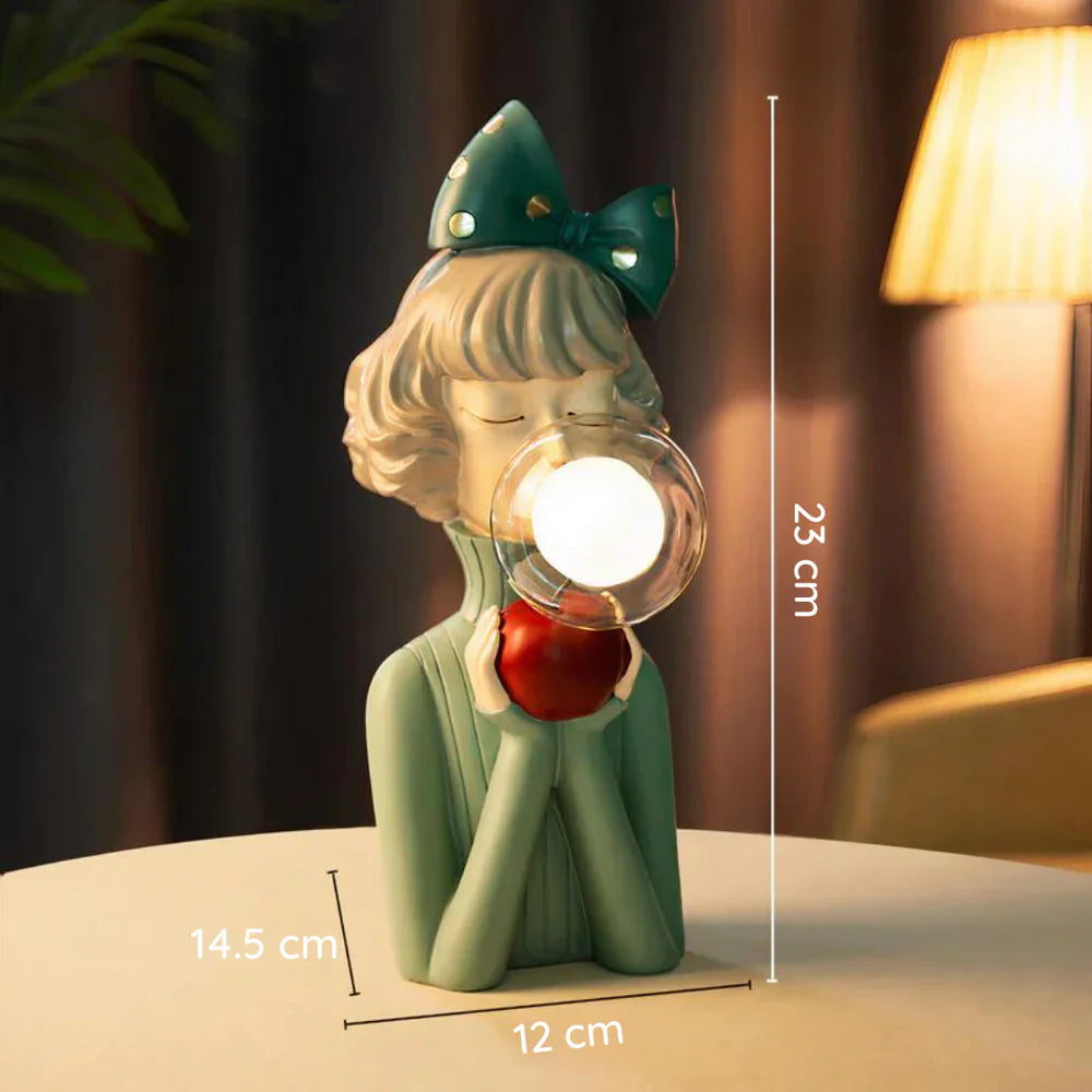 Dekorative LED-Tischlampe «Mädchen mit Ballon» – Designerfigur für Wohnzimmer und Büro