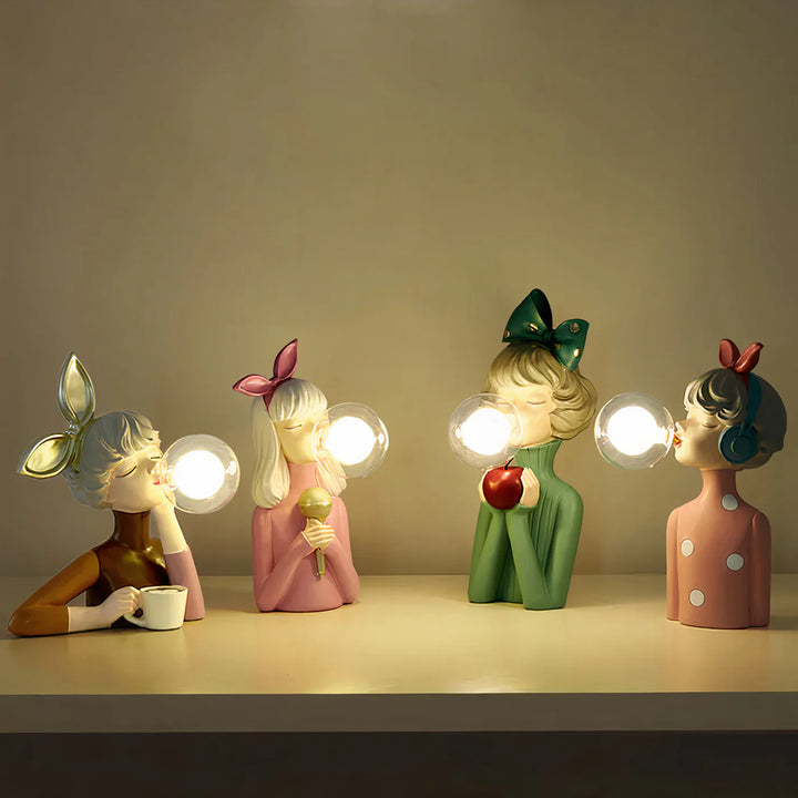 Dekorative LED-Tischlampe «Mädchen mit Ballon» – Designerfigur für Wohnzimmer und Büro