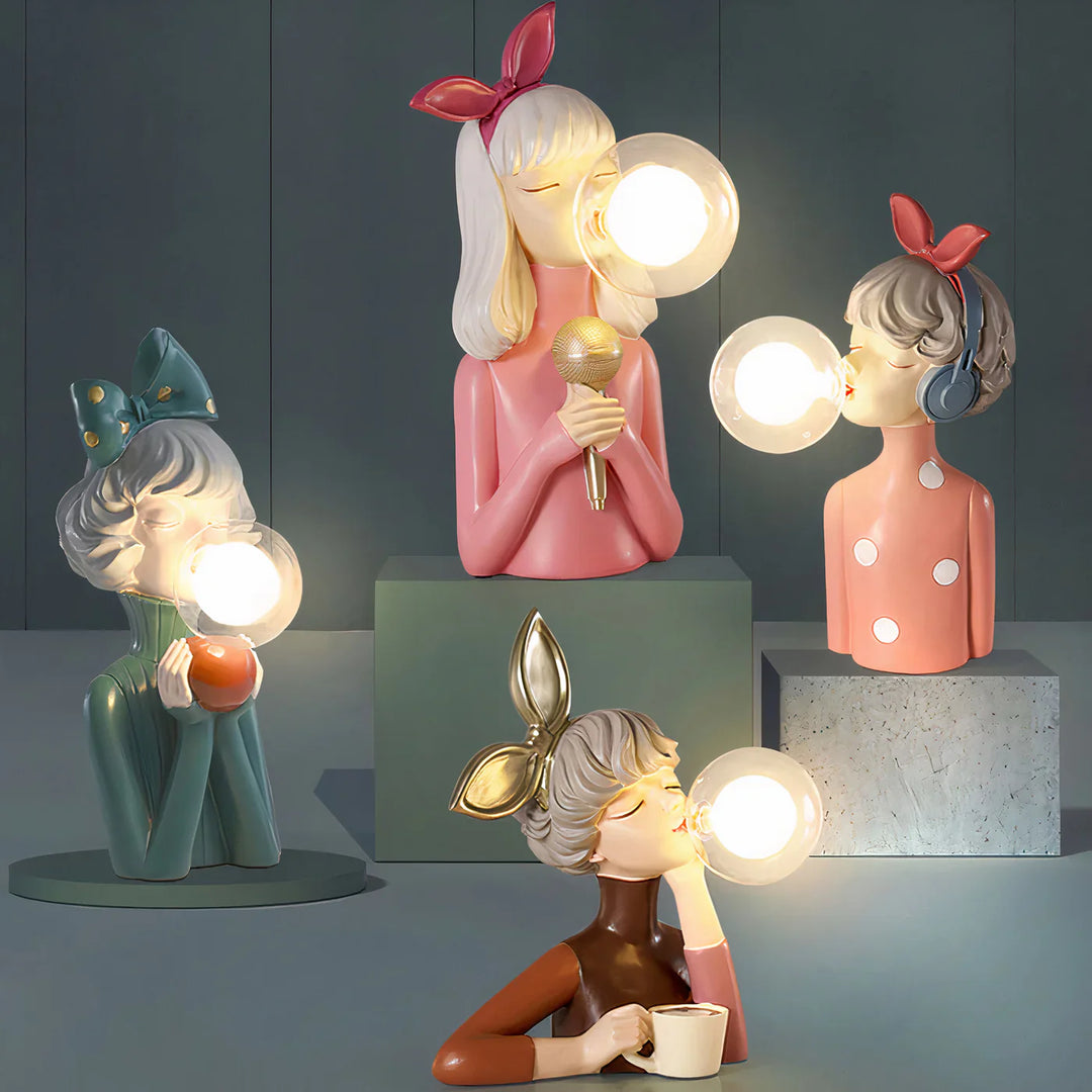 Dekorative LED-Tischlampe «Mädchen mit Ballon» – Designerfigur für Wohnzimmer und Büro