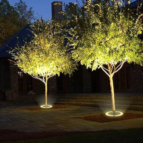 LED-Erdspiessleuchte 360° für Bäume – Runde Bodeneinbauleuchte für Garten und Einfahrt