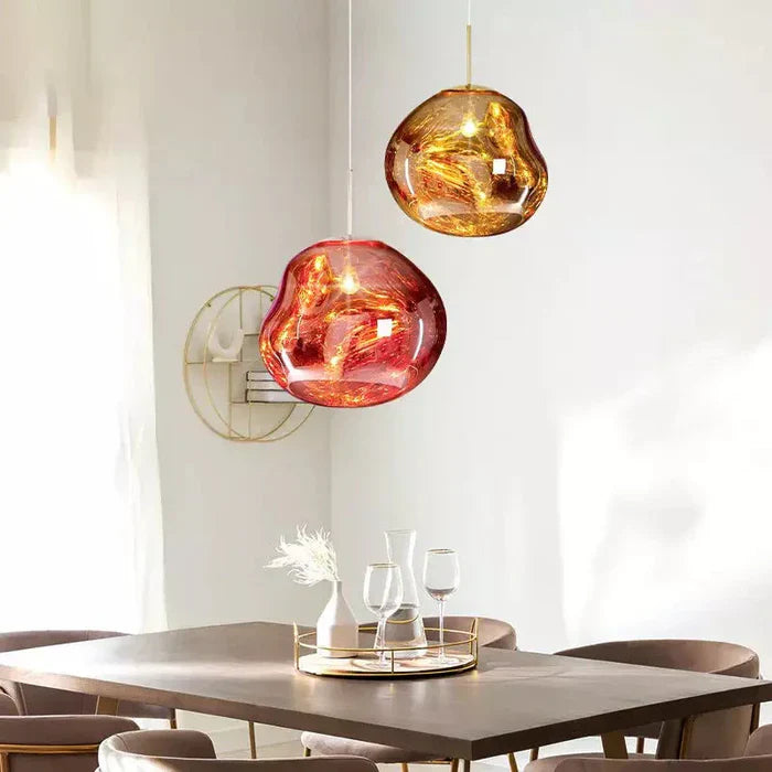 Designer-Pendelleuchte mit geschmolzener Kugelform