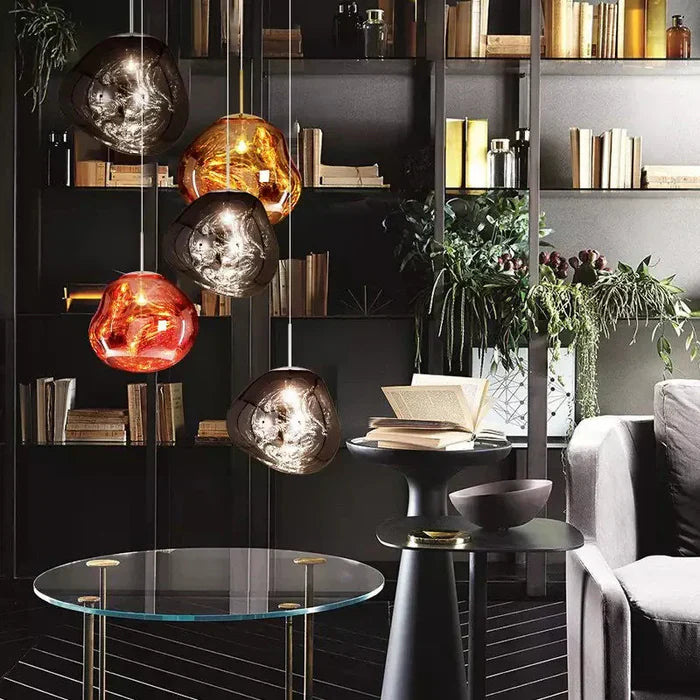 Designer-Pendelleuchte mit geschmolzener Kugelform