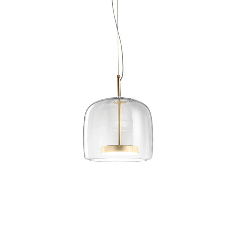 Moderne LED-Pendelleuchte aus Glas mit goldenem Finish