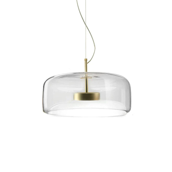 Moderne LED-Pendelleuchte aus Glas mit goldenem Finish