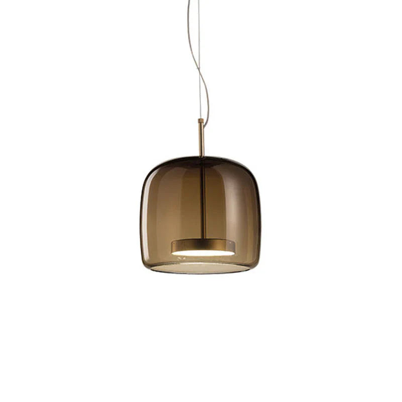 Moderne LED-Pendelleuchte aus Glas mit goldenem Finish