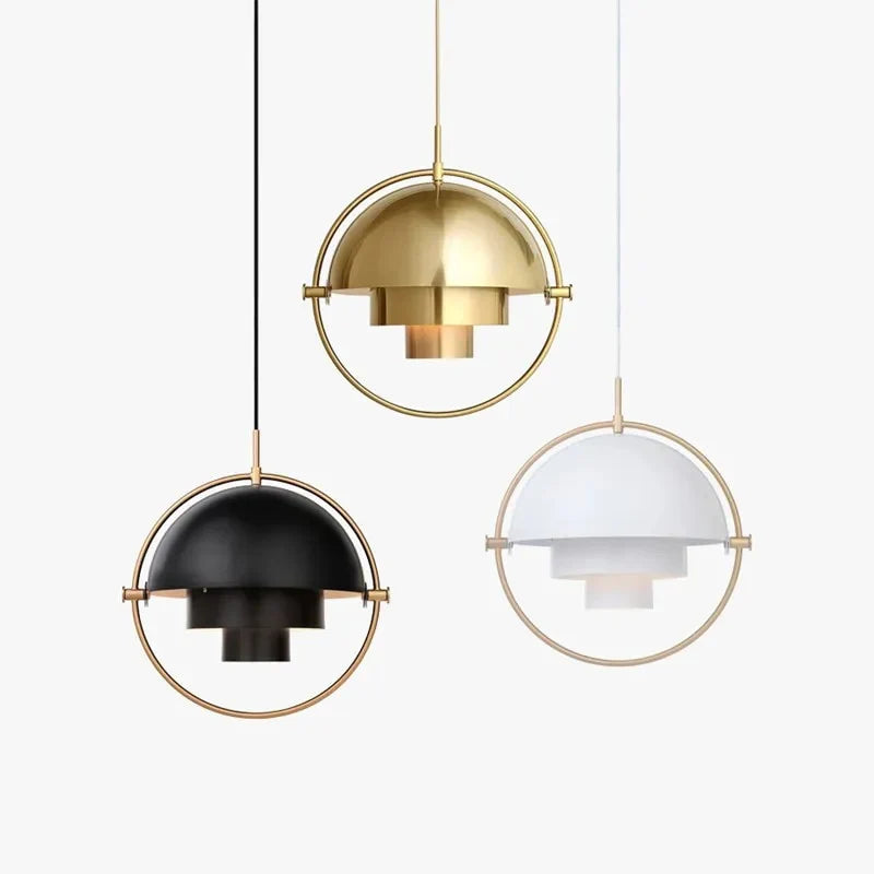 Designer-Pendelleuchte mit Metallschirm und Zierring