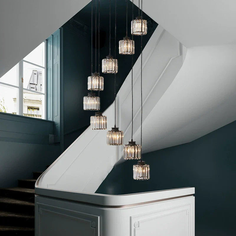 Langer Glas-Kronleuchter für Treppen und Eingangshallen
