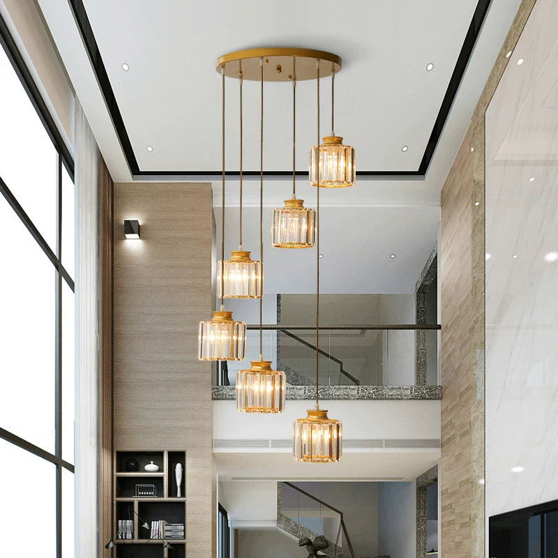 Langer Glas-Kronleuchter für Treppen und Eingangshallen