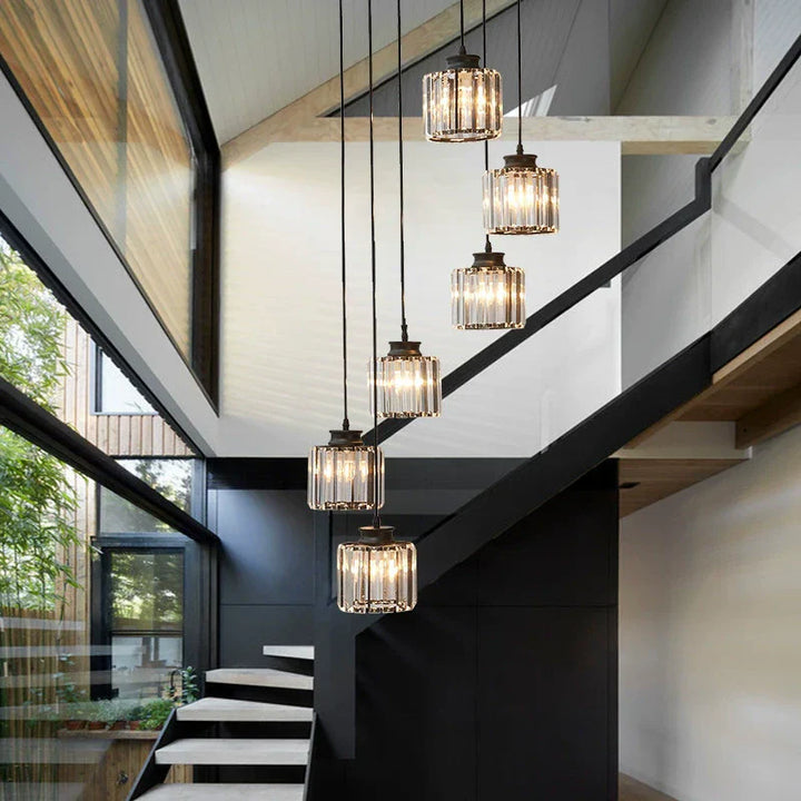 Langer Glas-Kronleuchter für Treppen und Eingangshallen