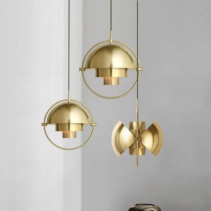 Designer-Pendelleuchte mit Metallschirm und Zierring