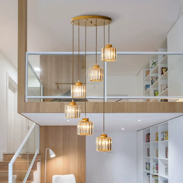 Langer Glas-Kronleuchter für Treppen und Eingangshallen