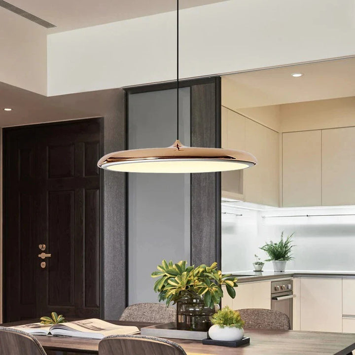 Moderne LED-Pendelleuchte mit ultraflachem Schirm – Designerleuchte für Wohn- oder Esszimmer