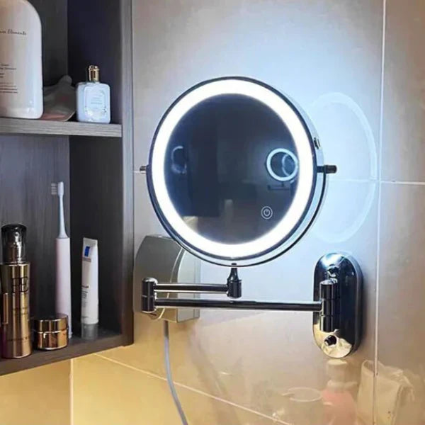 Wand-Kosmetikspiegel mit LED-Beleuchtung und Vergrösserung
