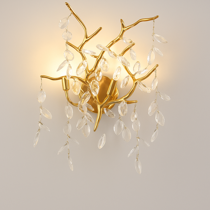 Kronleuchter mit Kristallblättern – elegantes Astdesign