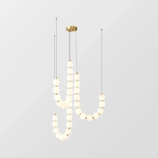 Moderne LED-Pendelleuchte – ausdrucksstarke Kugelkette aus Lichtbällen
