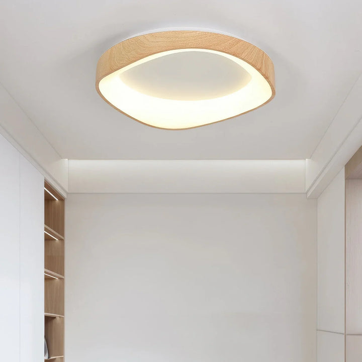 Skandinavische LED-Deckenleuchte – Moderne Aufbauleuchte mit Holzoptik