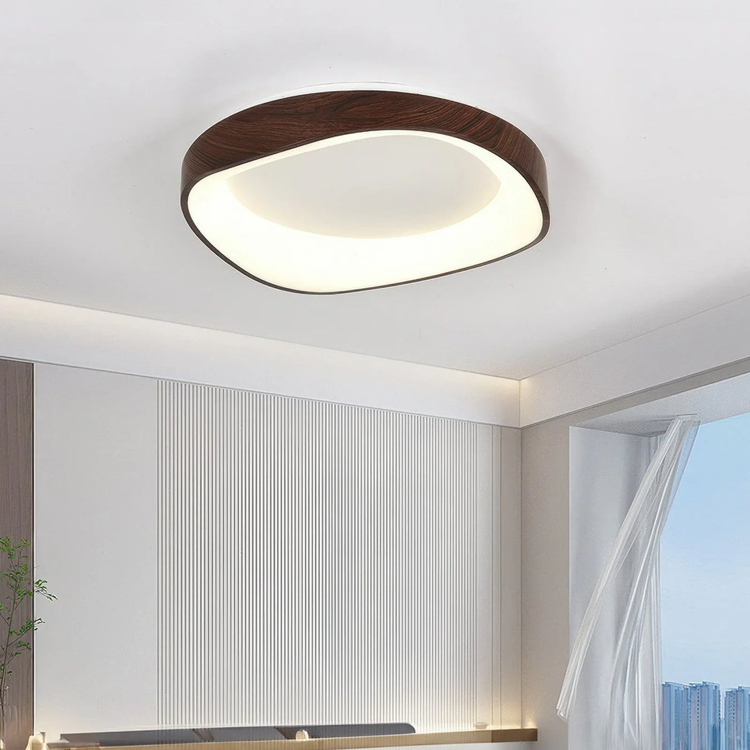 Skandinavische LED-Deckenleuchte – Moderne Aufbauleuchte mit Holzoptik