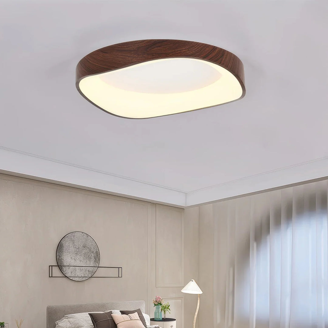 Skandinavische LED-Deckenleuchte – Moderne Aufbauleuchte mit Holzoptik