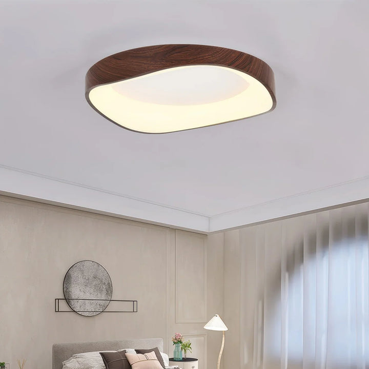 Skandinavische LED-Deckenleuchte – Moderne Aufbauleuchte mit Holzoptik