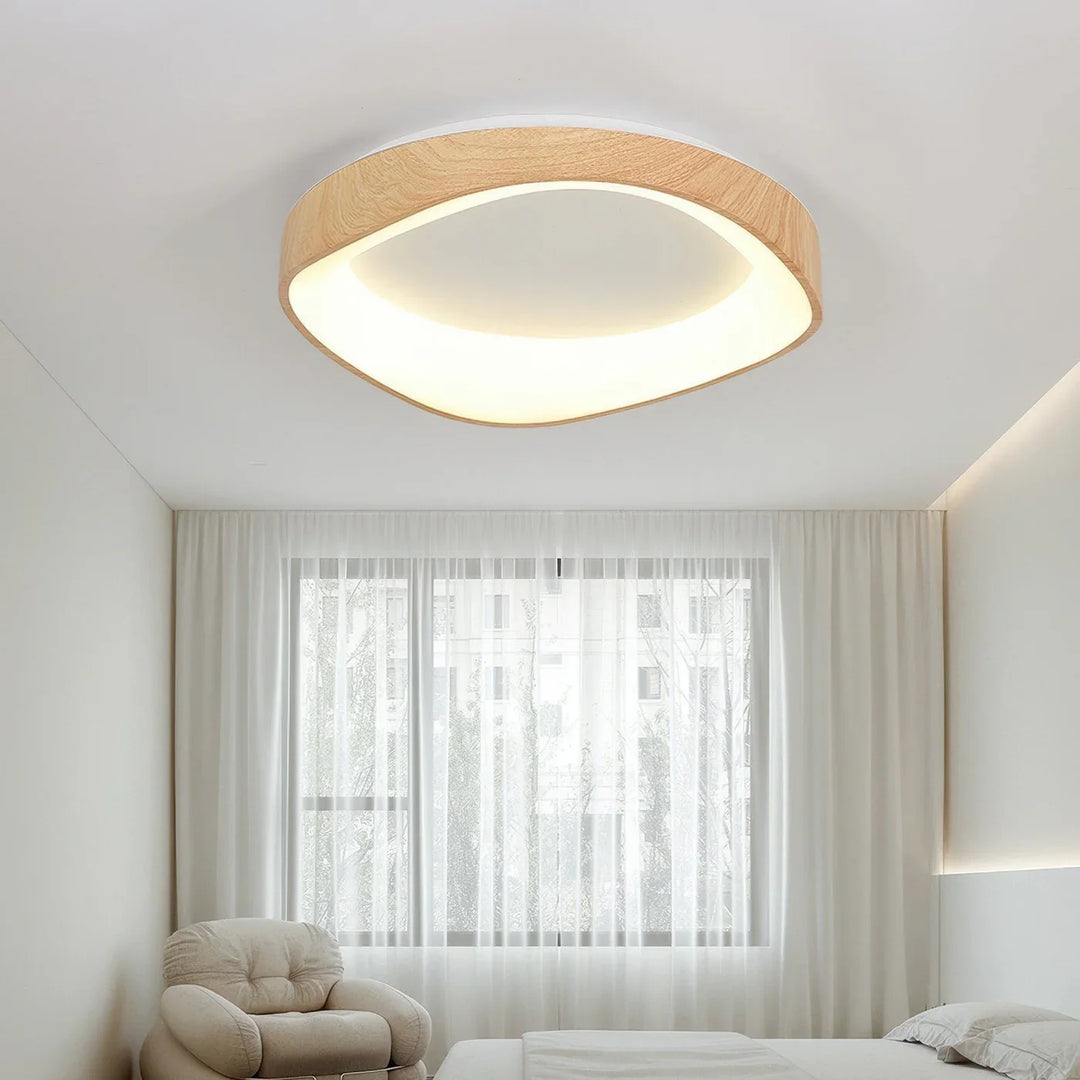 Skandinavische LED-Deckenleuchte – Moderne Aufbauleuchte mit Holzoptik