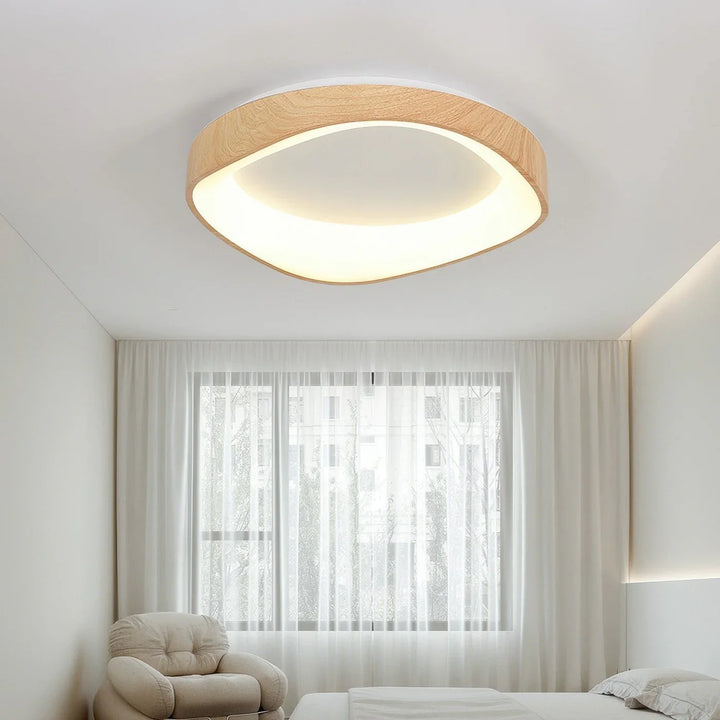 Skandinavische LED-Deckenleuchte – Moderne Aufbauleuchte mit Holzoptik