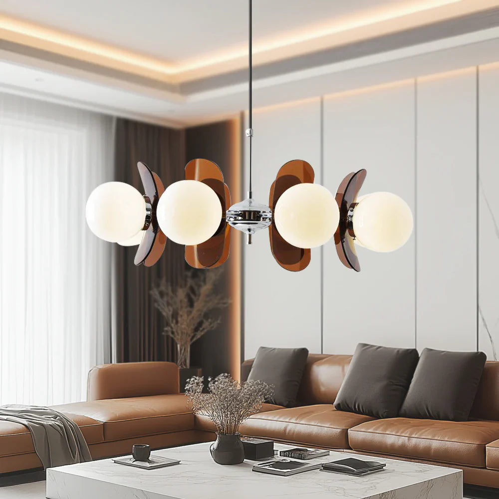 Pendelleuchte im Retro-Bauhaus-Stil mit Kugelschirmen