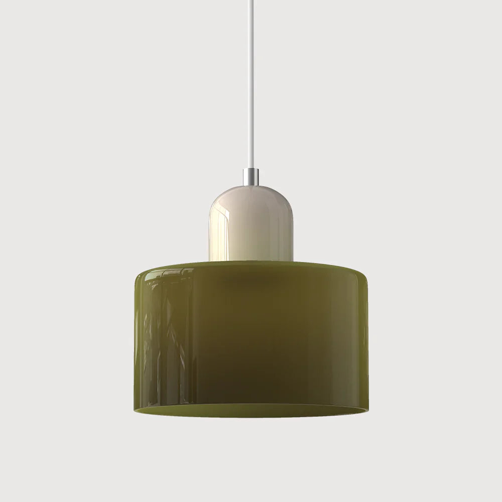 Moderne Pendelleuchte aus farbigem Glas im Bauhaus-Stil