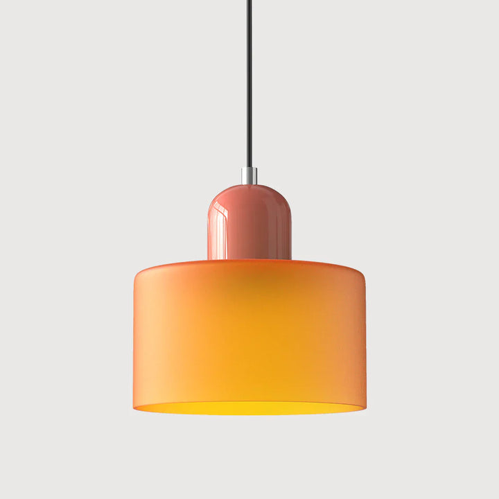Moderne Pendelleuchte aus farbigem Glas im Bauhaus-Stil